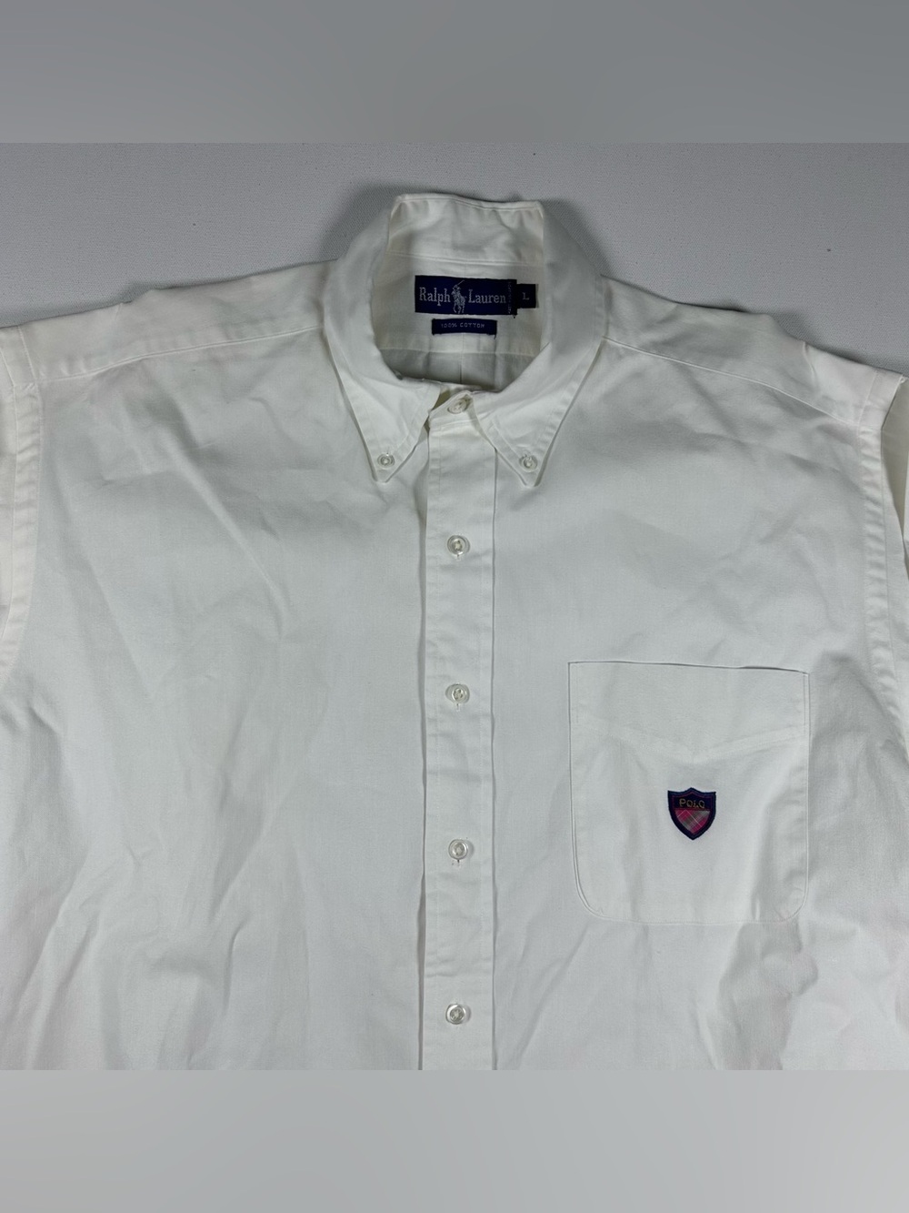 Vintage 90's Polo Ralph Lauren Button Up Fits XXL Crest Shield - Marks Noted